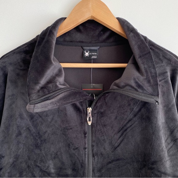Spyder Women's Full Zip Front Velour Fleece Jacket, Black, Size S,M,XL - Picture 4 of 15